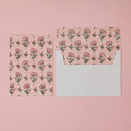 Block Printed Greeting Card - Ditsy Floral Blush
