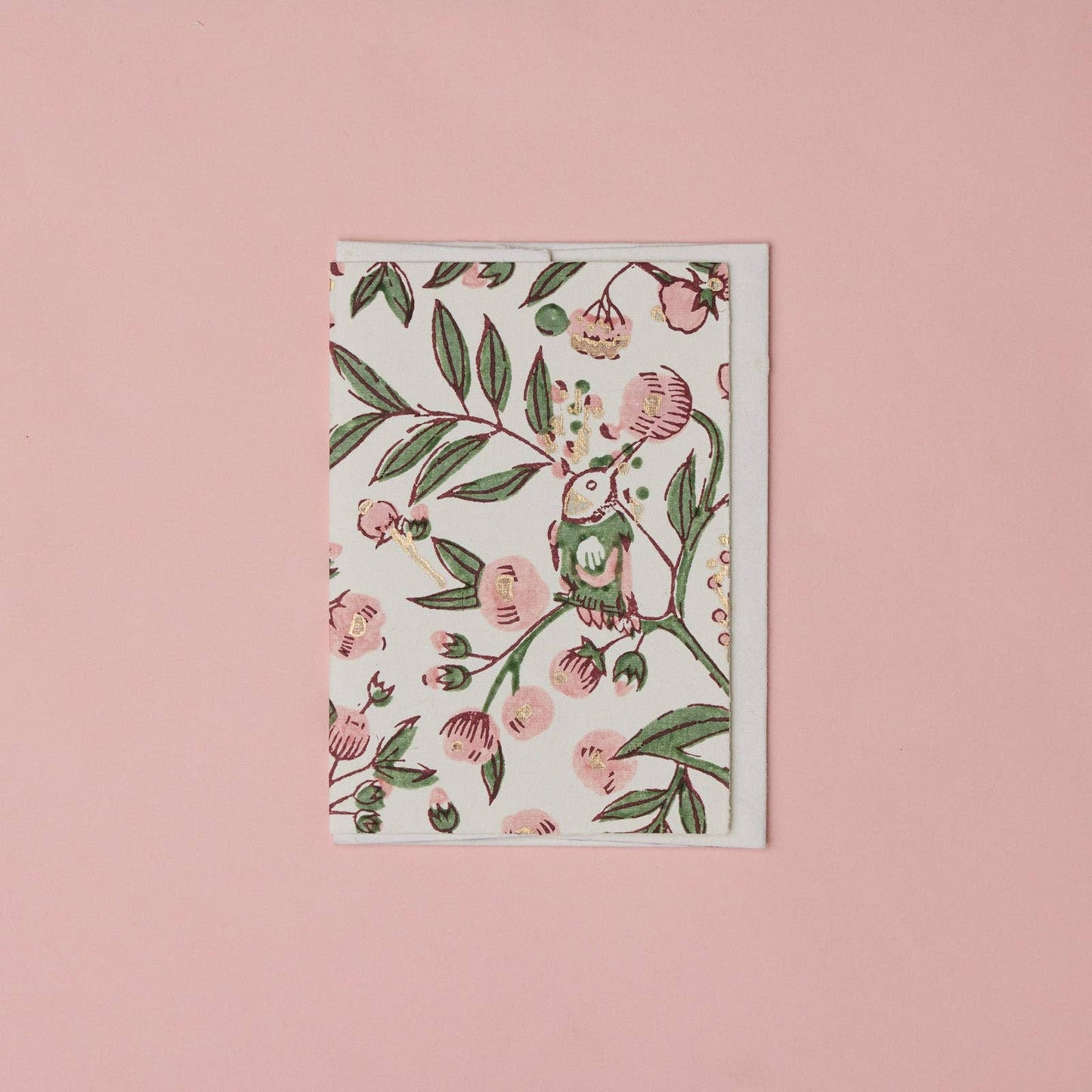 Block Printed Greeting Card - Songbird Blush