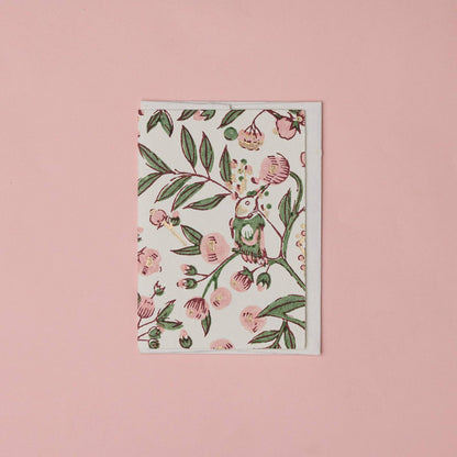 Block Printed Greeting Card - Songbird Blush