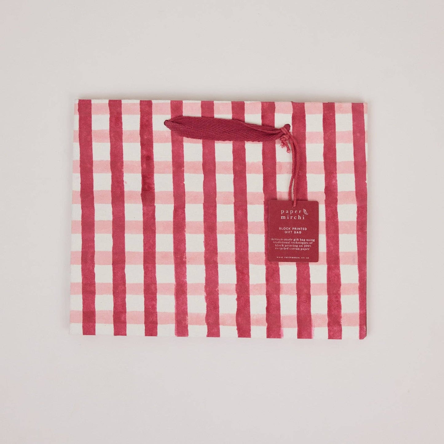 Block Printed Gift Bags (Medium) - Christmas Pudding