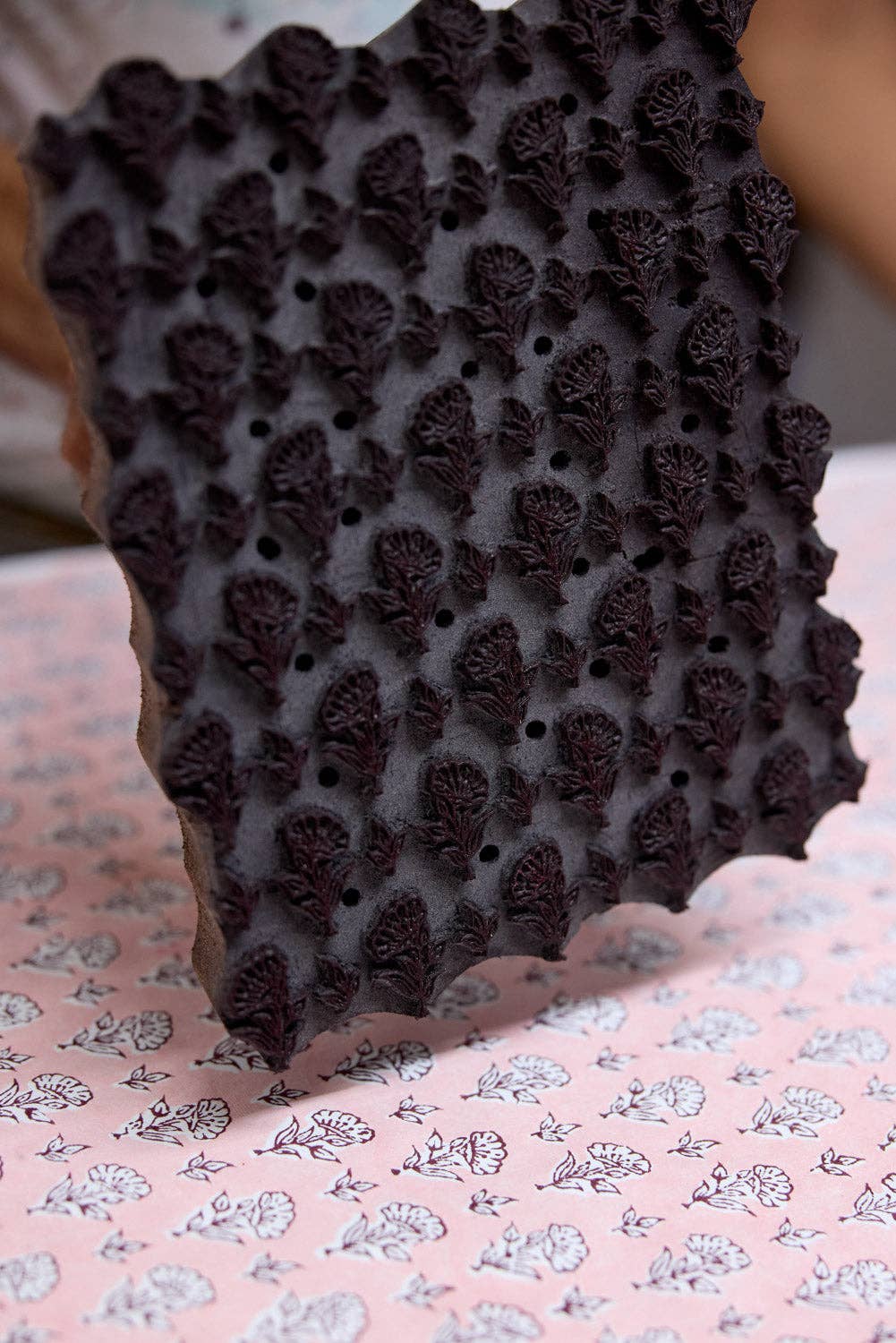Block Printed Greeting Card - Ditsy Floral Blush