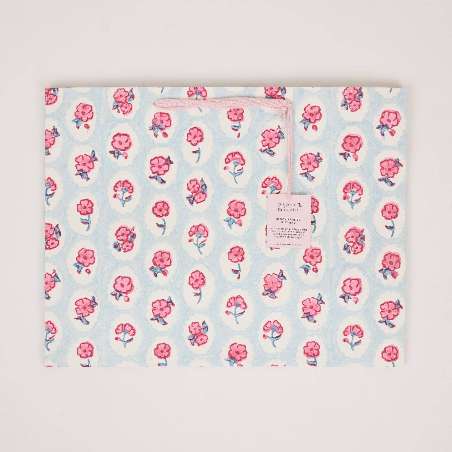 Block Printed Gift Bags (Large) - Pink Sorbet