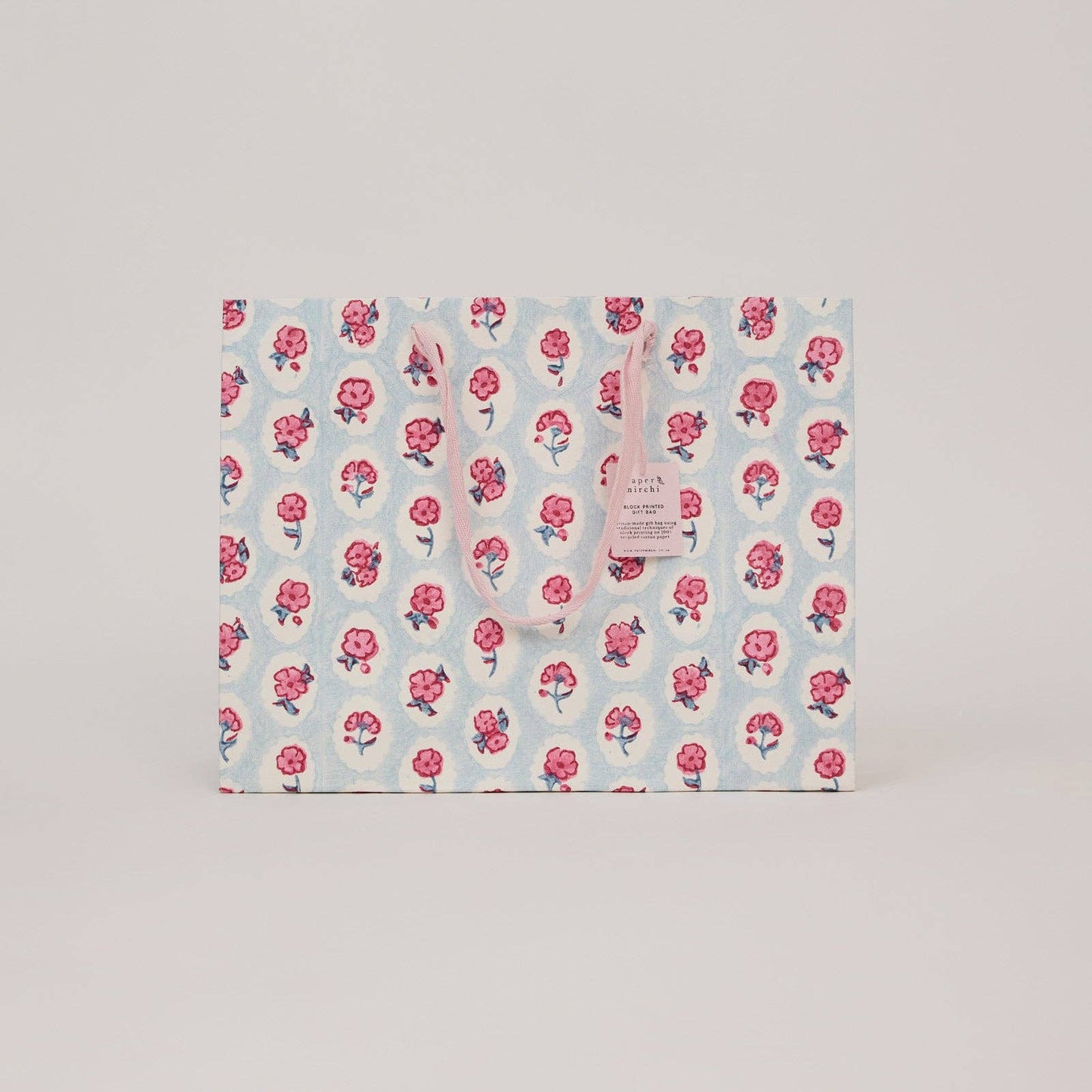 Block Printed Gift Bags (Large) - Pink Sorbet