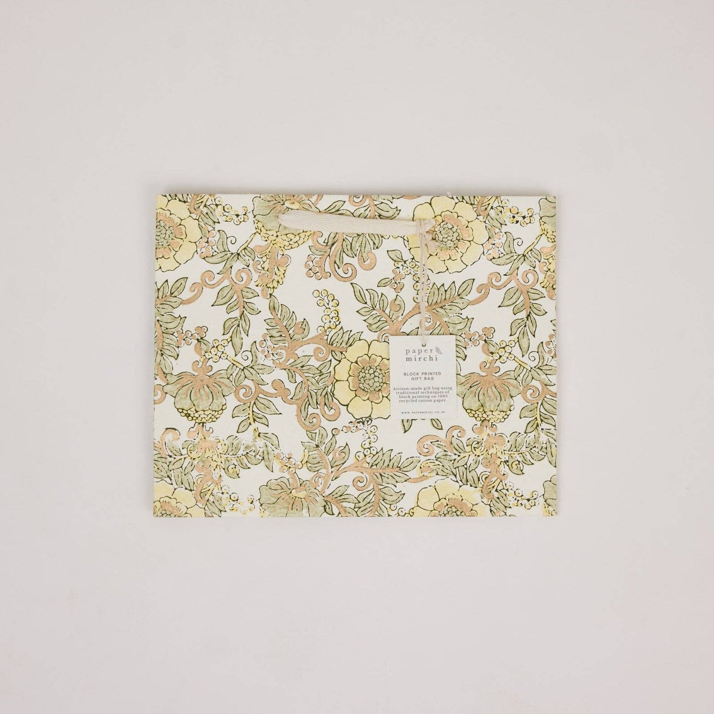 Block Printed Gift Bags (Medium) - Buttercream