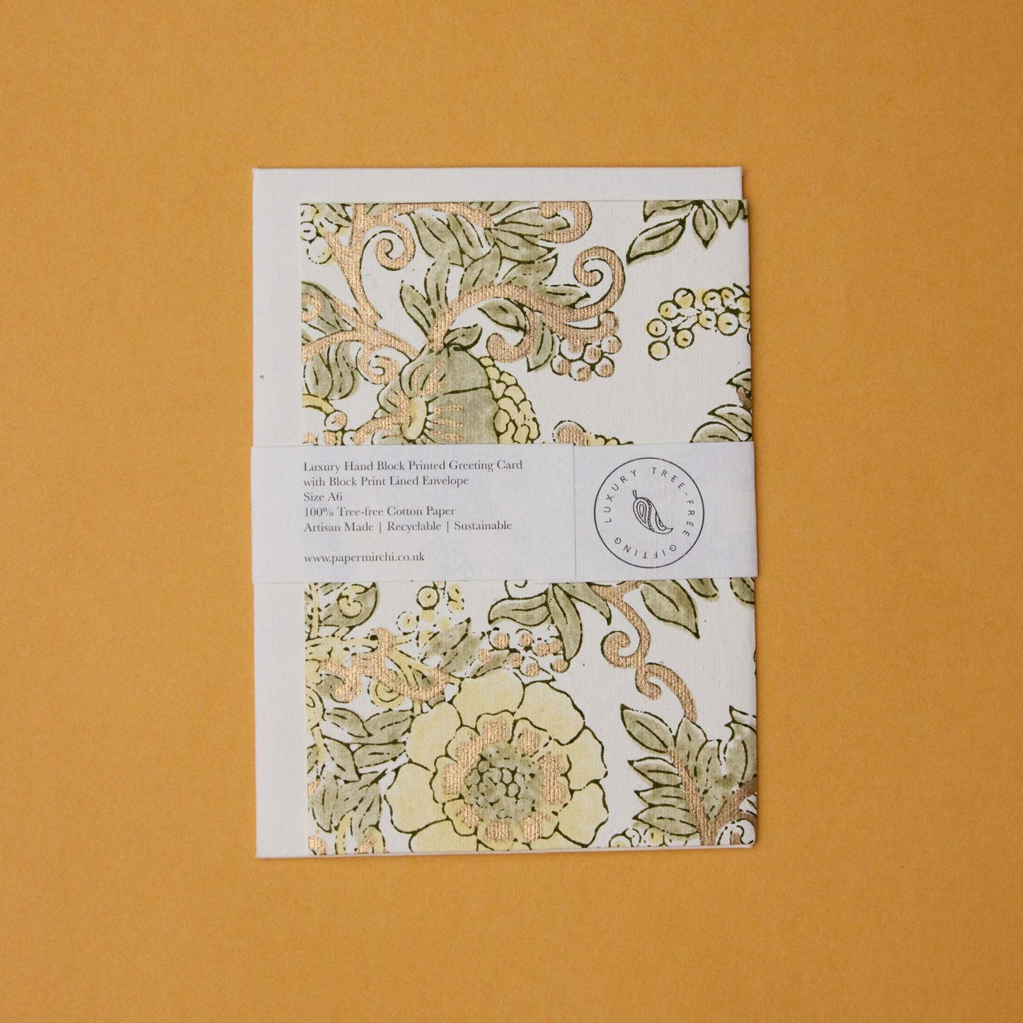 Block Printed Greeting Card - Wild Rose Buttercream