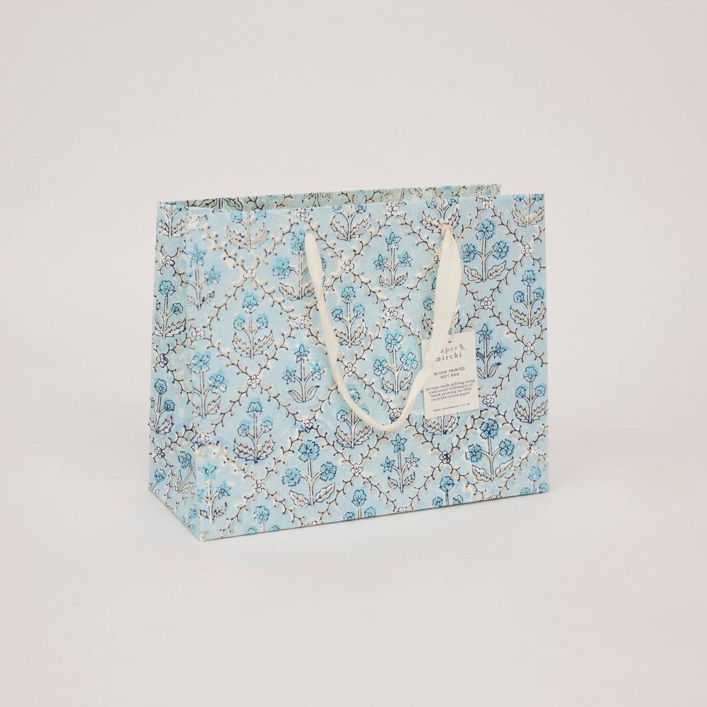 Block Printed Gift Bags (Medium) - Blue Opal