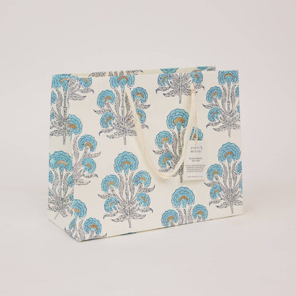Block Printed Gift Bags (Medium) - Blue Opal