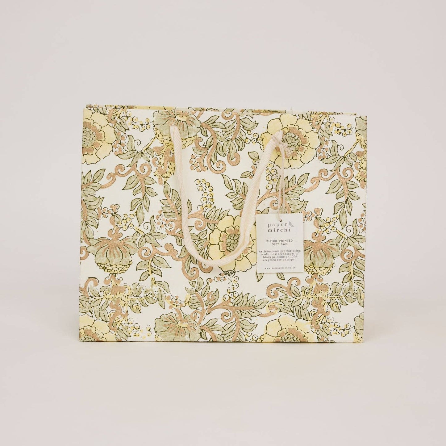 Block Printed Gift Bags (Medium) - Buttercream