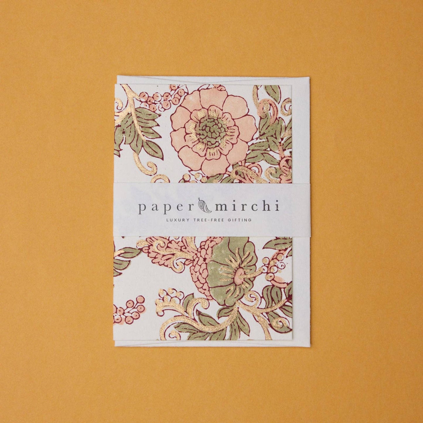 Block Printed Greeting Card - Wild Rose Terracotta