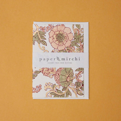 Block Printed Greeting Card - Wild Rose Terracotta
