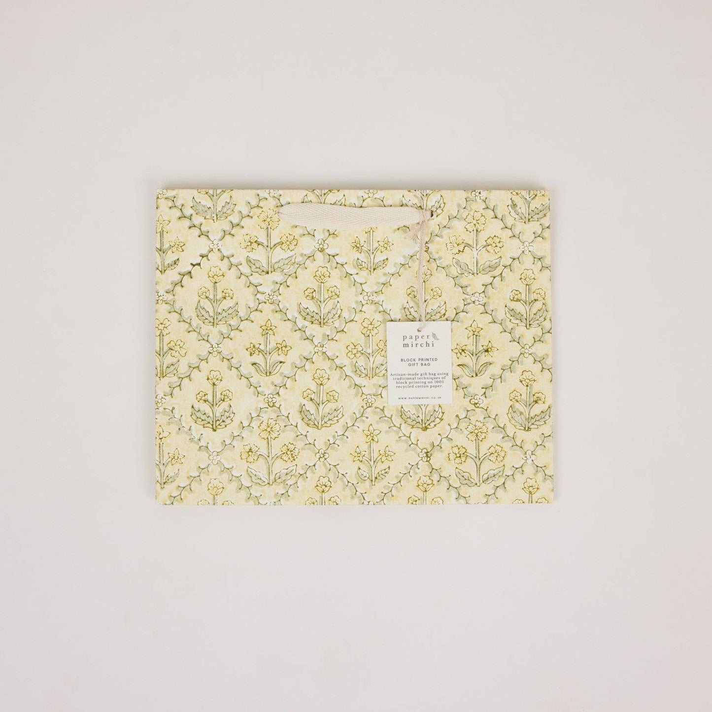Block Printed Gift Bags (Medium) - Buttercream
