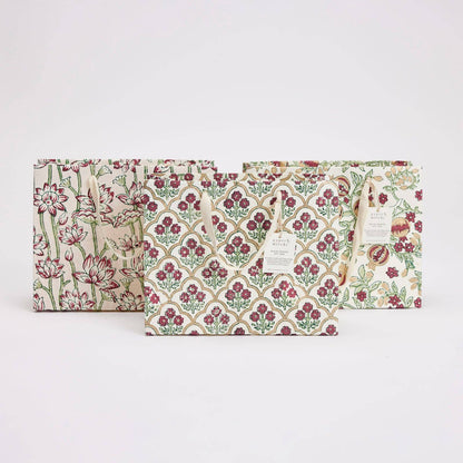Block Printed Gift Bags (Medium) - Cherry