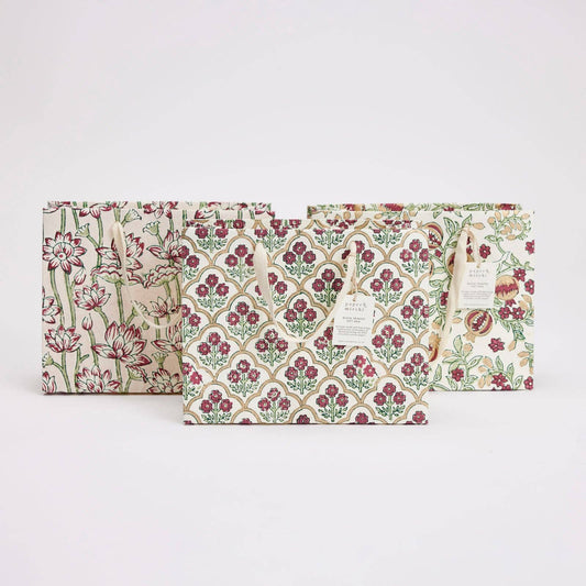 Block Printed Gift Bags (Medium) - Cherry