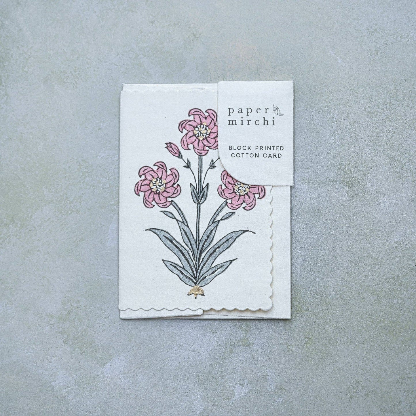 Block Printed Greeting Card - Nargis Dusky Pink