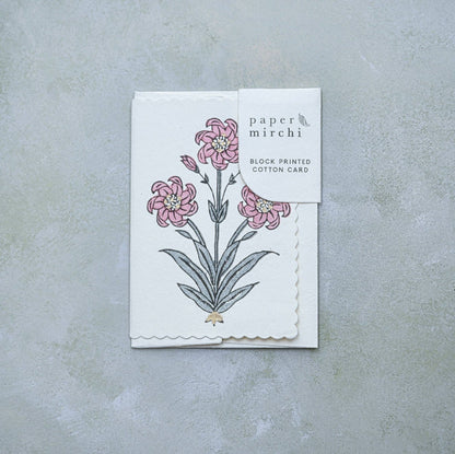 Block Printed Greeting Card - Nargis Dusky Pink