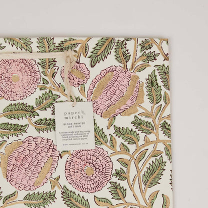 Block Printed Gift Bags (Large) - Blush Refresh