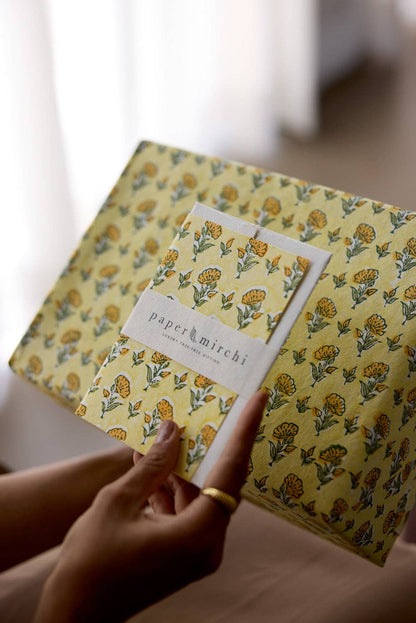 Block Printed Greeting Card - Ditsy Floral Sunshine
