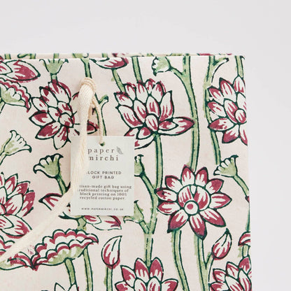Block Printed Gift Bags (Large) - Cherry