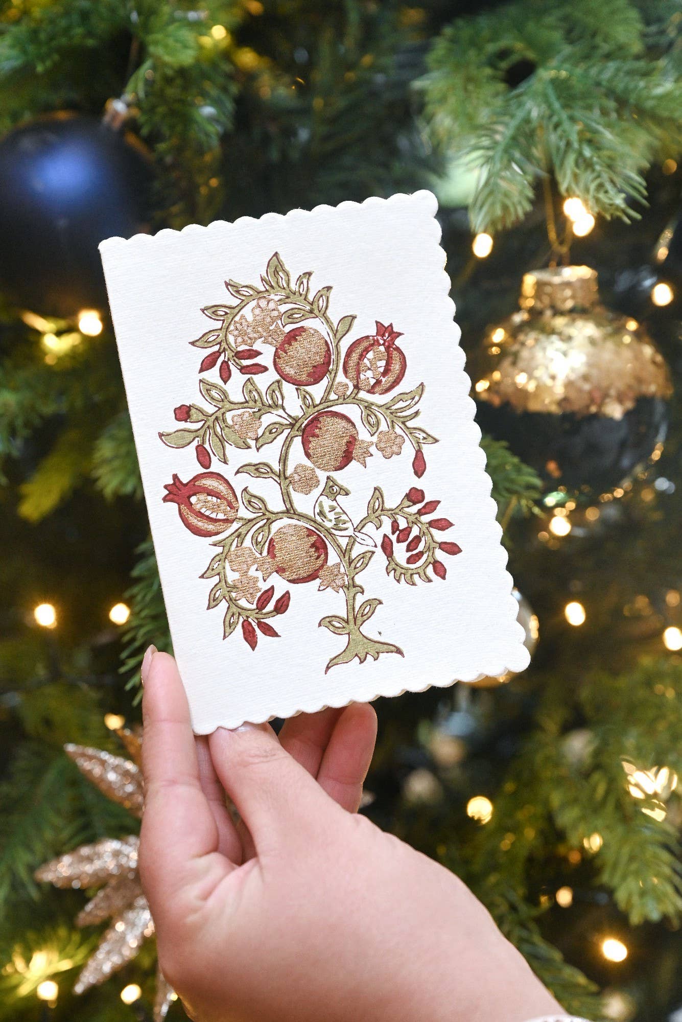 Block Printed Greeting Card - Anaar Scarlet