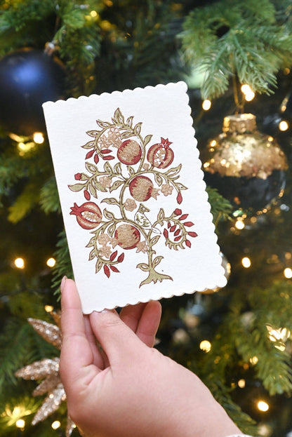 Block Printed Greeting Card - Anaar Scarlet