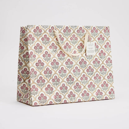 Block Printed Gift Bags (Large) - Pink Earth