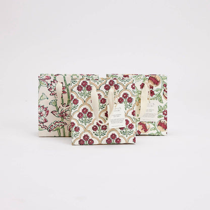 Block Printed Gift Bags (Small) - Cherry