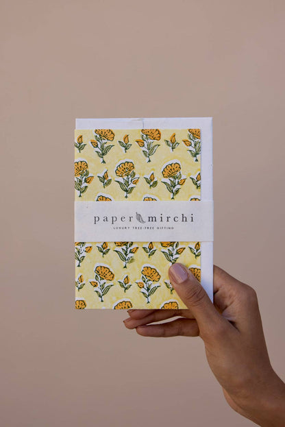Block Printed Greeting Card - Ditsy Floral Sunshine