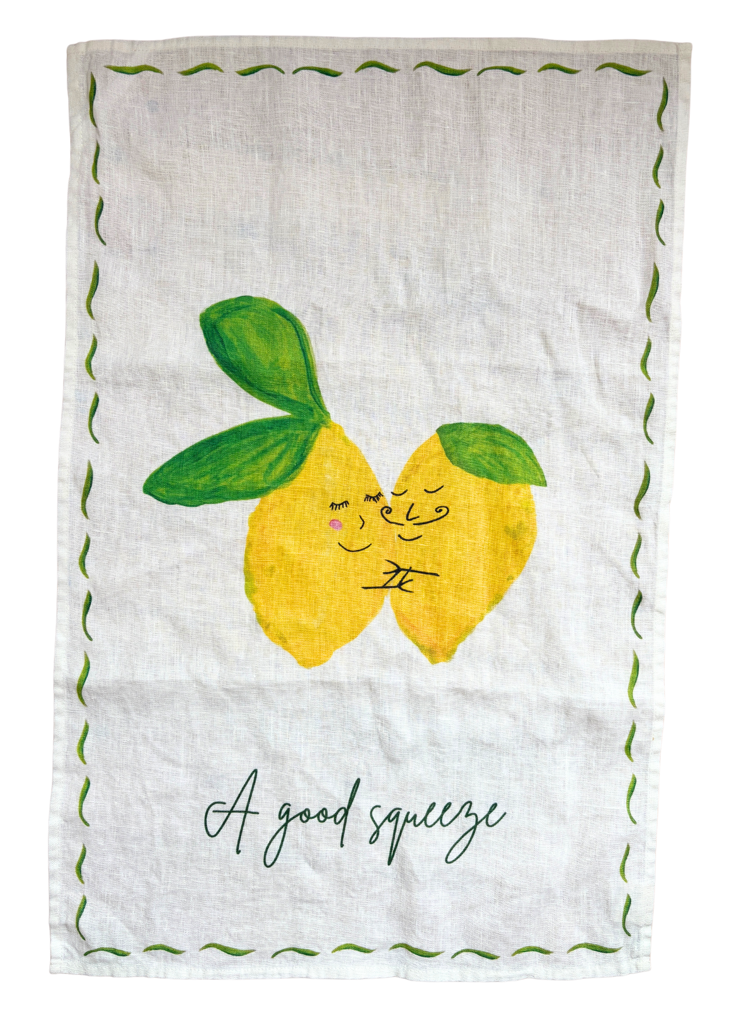 A good squeeze! Lemon linen teatowel