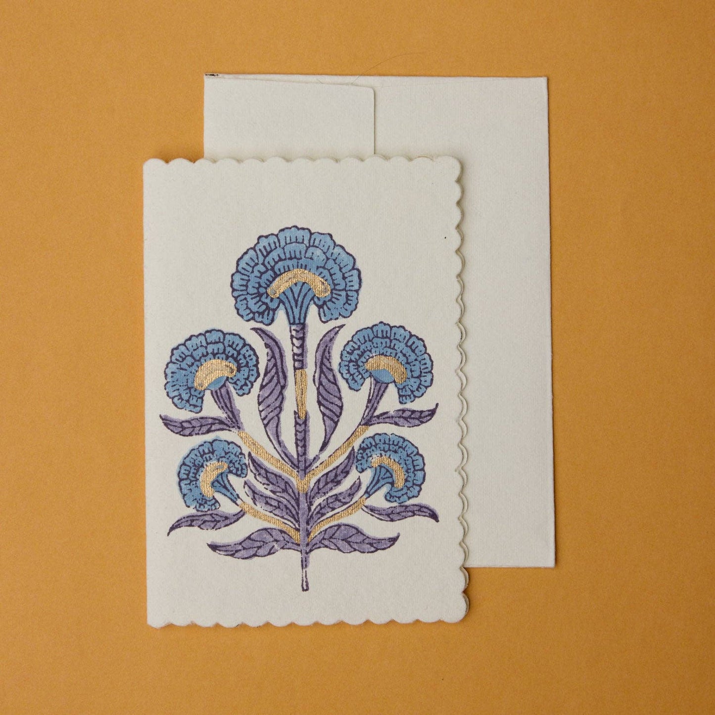 Block Printed Greeting Card - Poppy Lavender