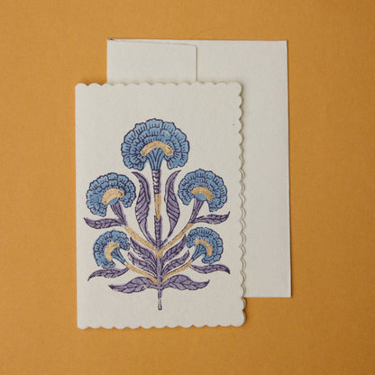 Block Printed Greeting Card - Poppy Lavender