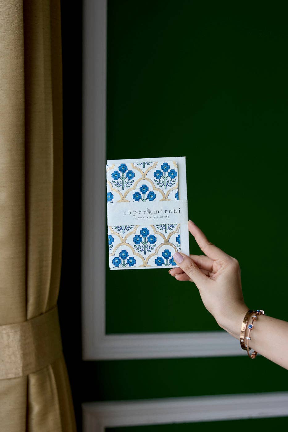 Block Printed Greeting Card - Trellis Indigo