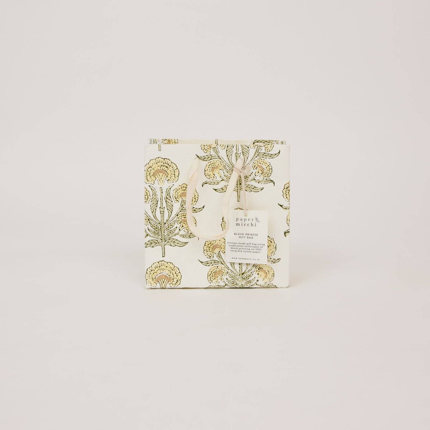 Block Printed Gift Bags (Small) - Buttercream