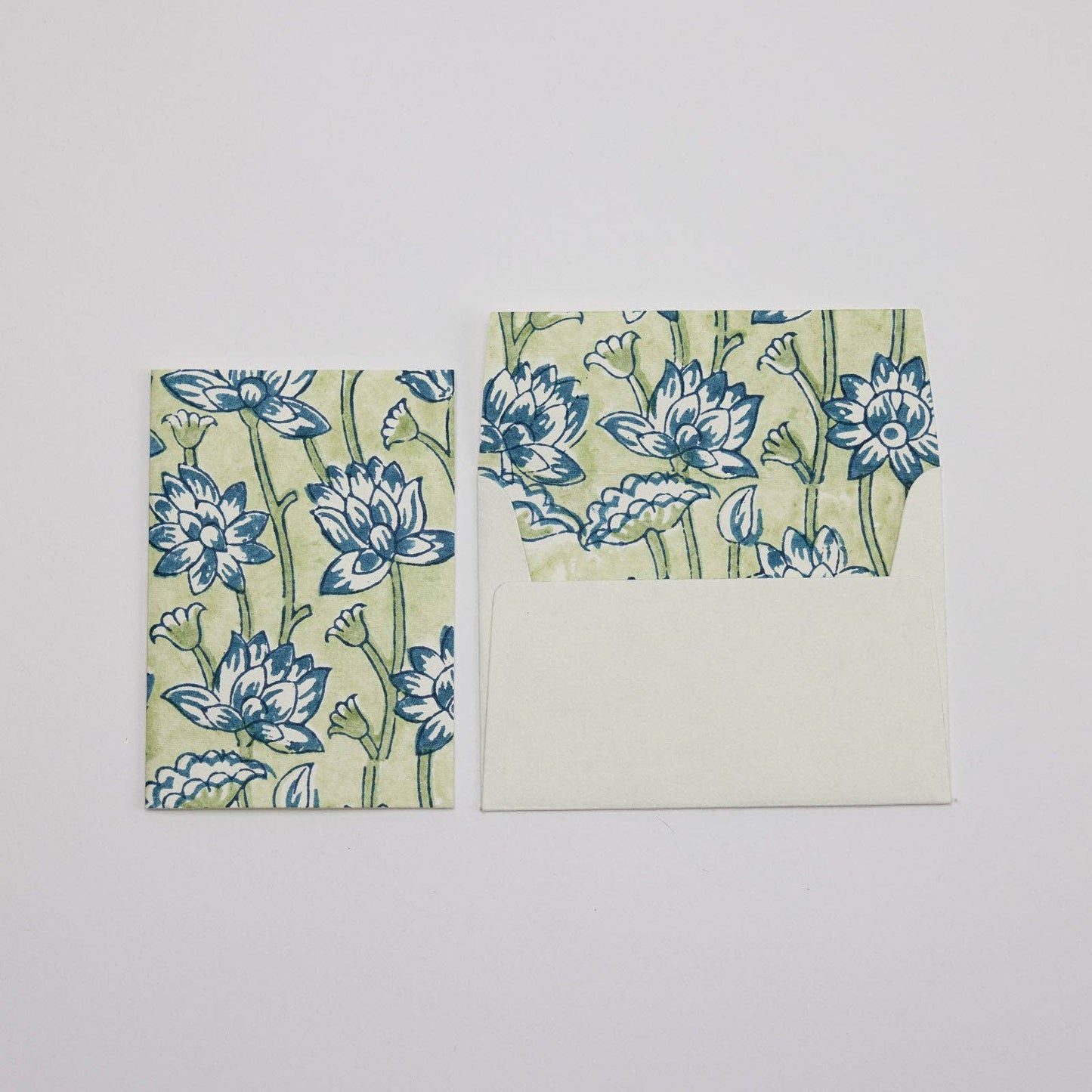 Block Printed Greeting Card - Lotus Indigo