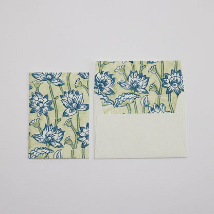 Block Printed Greeting Card - Lotus Indigo