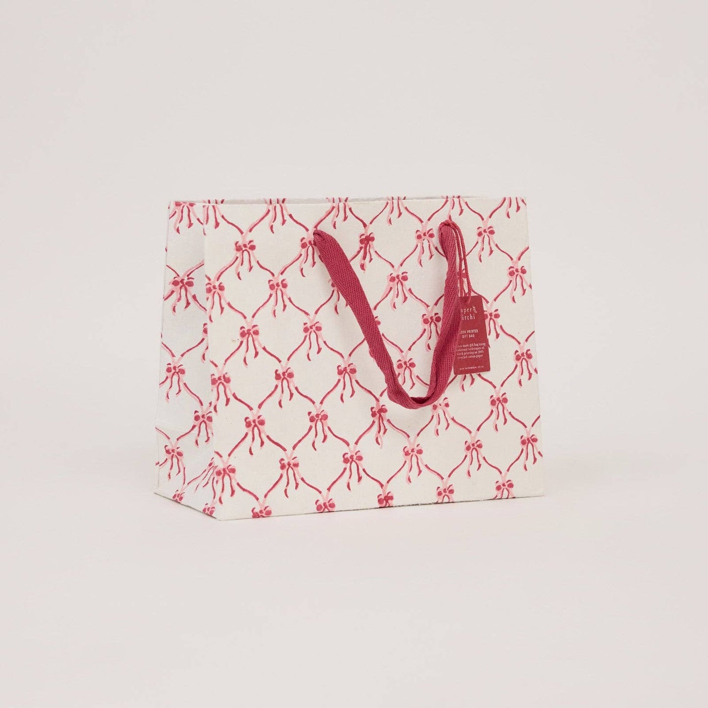 Block Printed Gift Bags (Medium) - Christmas Pudding