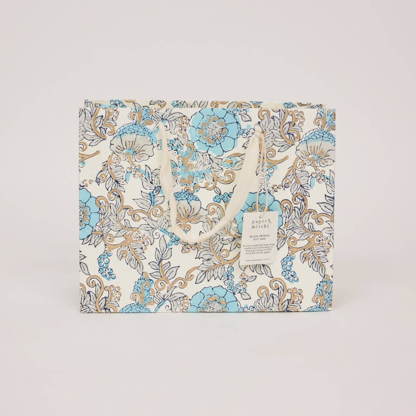 Block Printed Gift Bags (Medium) - Blue Opal