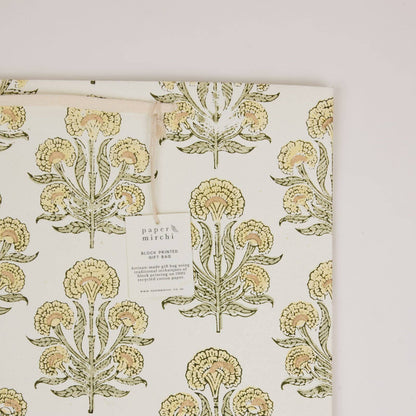 Block Printed Gift Bags (Large) - Buttercream