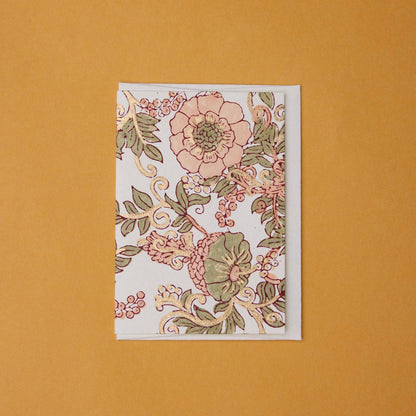 Block Printed Greeting Card - Wild Rose Terracotta