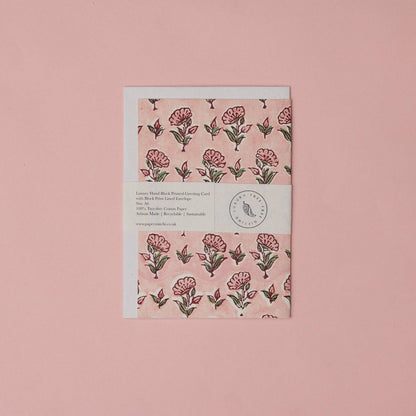 Block Printed Greeting Card - Ditsy Floral Blush