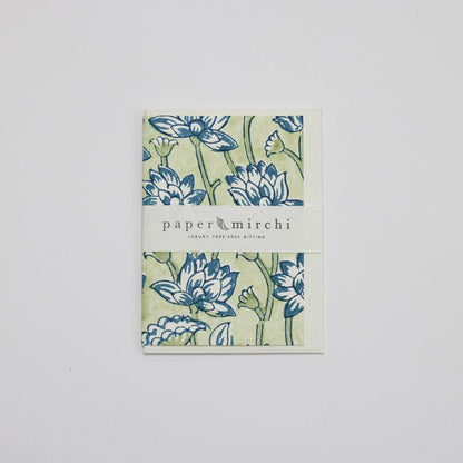 Block Printed Greeting Card - Lotus Indigo