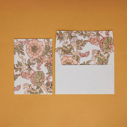 Block Printed Greeting Card - Wild Rose Terracotta