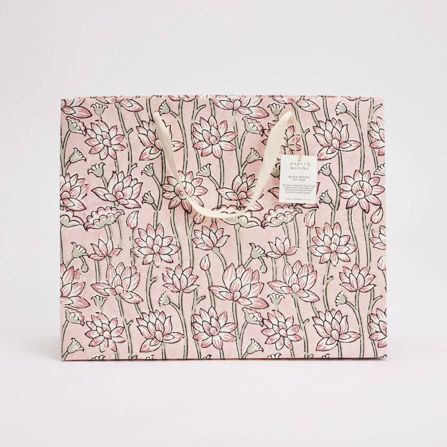 Block Printed Gift Bags (Large) - Pink Earth