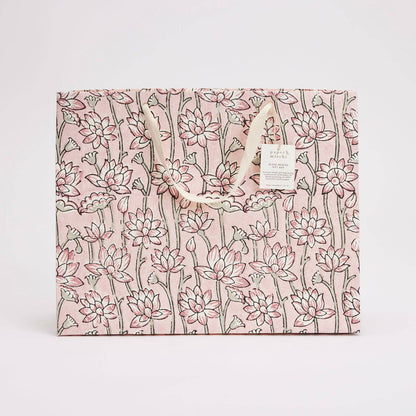 Block Printed Gift Bags (Large) - Pink Earth