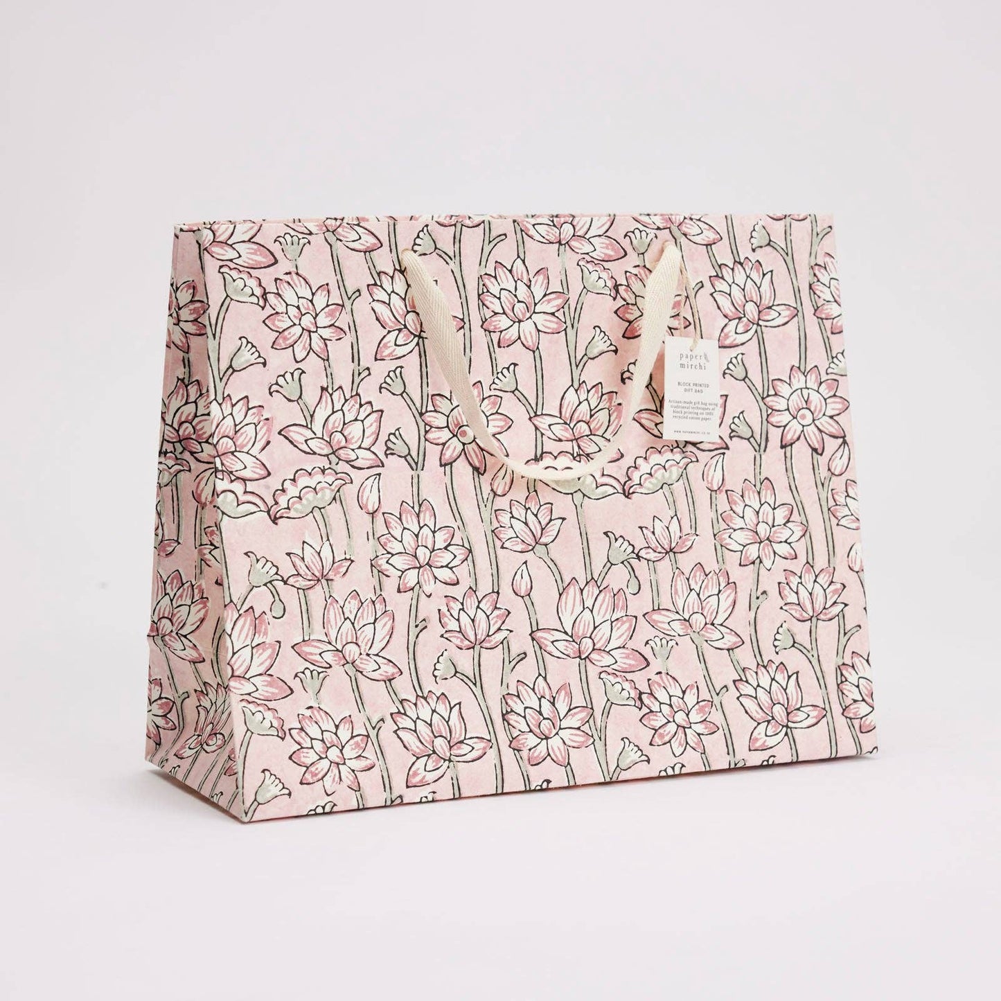 Block Printed Gift Bags (Large) - Pink Earth