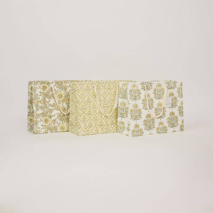 Block Printed Gift Bags (Large) - Buttercream