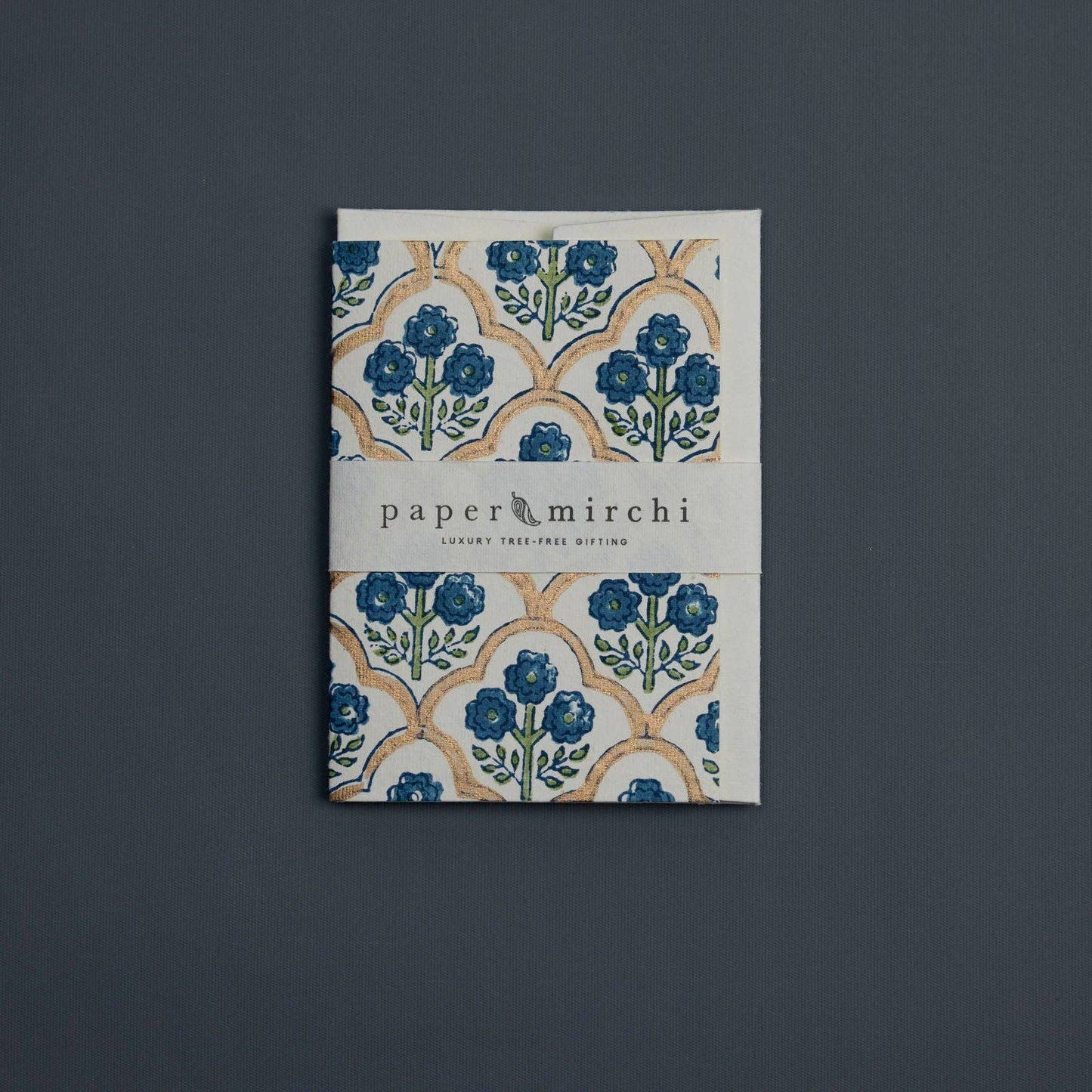 Block Printed Greeting Card - Trellis Indigo