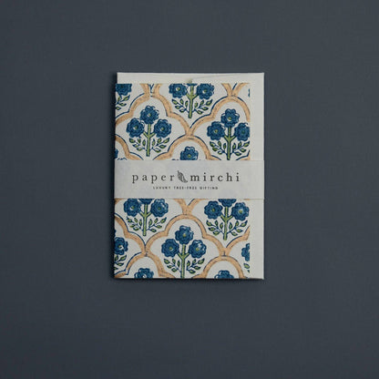 Block Printed Greeting Card - Trellis Indigo