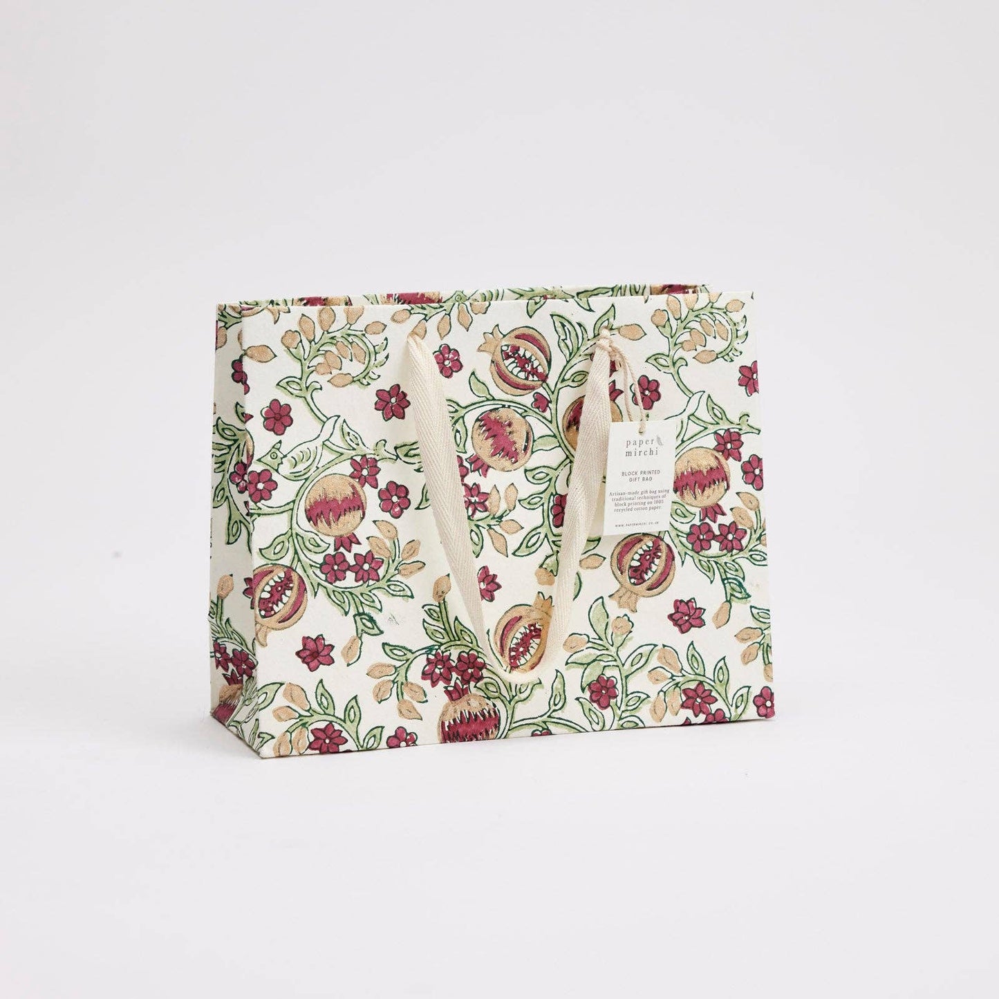 Block Printed Gift Bags (Medium) - Cherry
