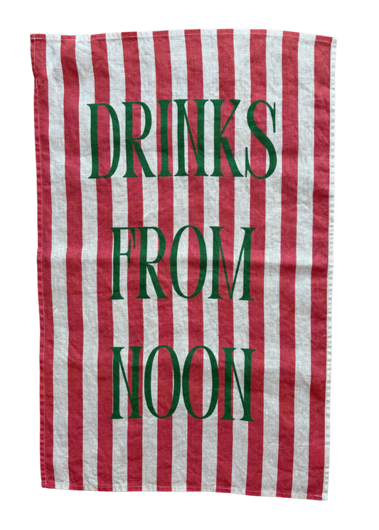 Drinks From Noon - Tennis Linen Teatowel