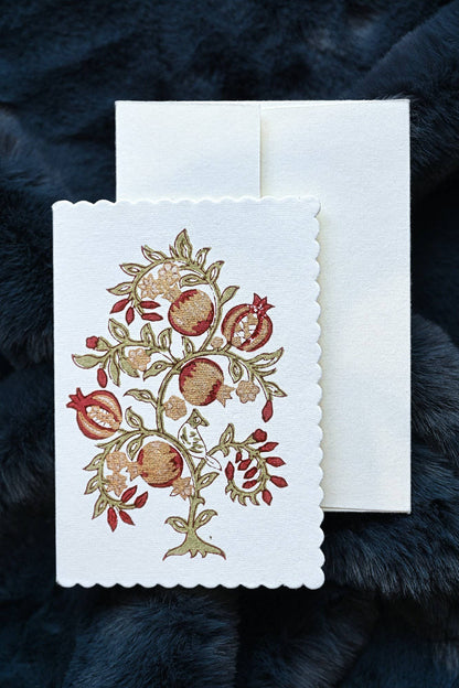 Block Printed Greeting Card - Anaar Scarlet